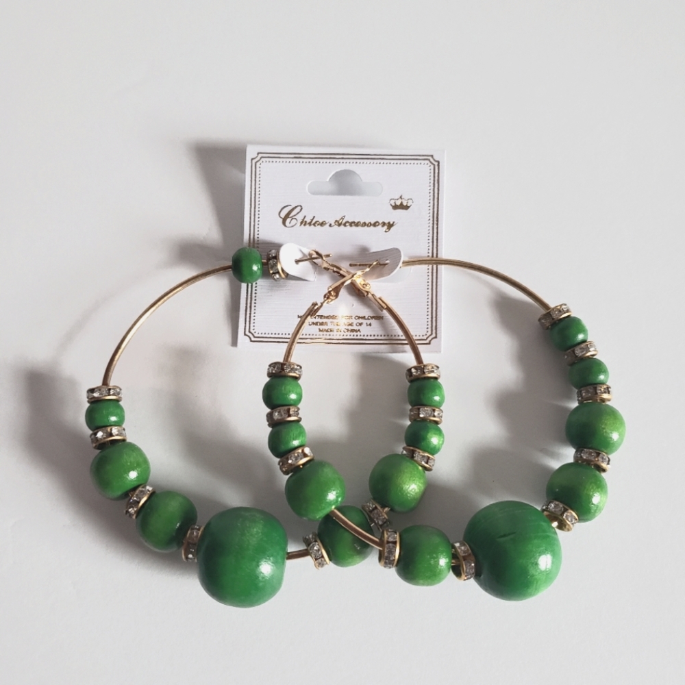 Women's large wooden beaded Hoop